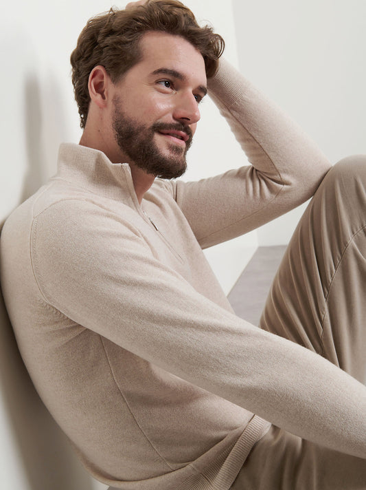 Lupetto collo zip in cashmere - Lupetto collo zip in cashmere alt - 002