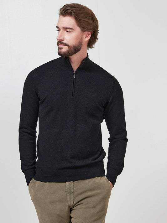 Lupetto collo zip in cashmere nero 55k076_rcapi_096096