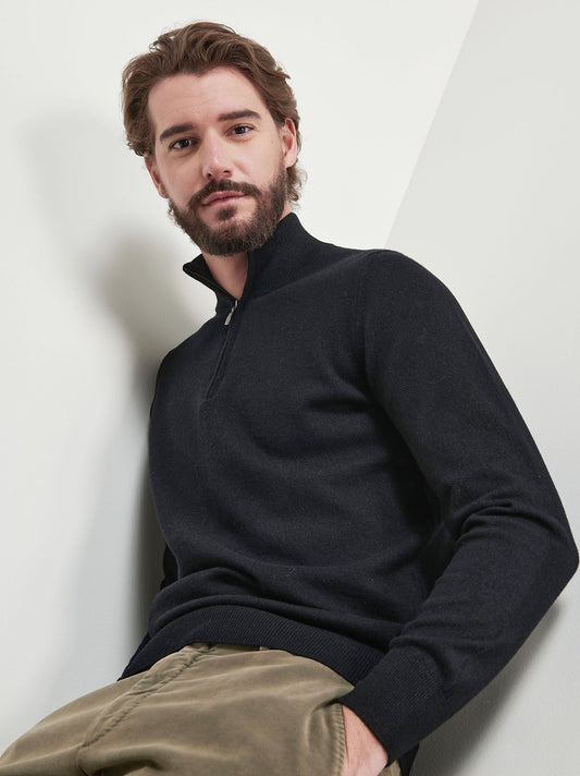 Lupetto collo zip in cashmere - Lupetto collo zip in cashmere alt - 002