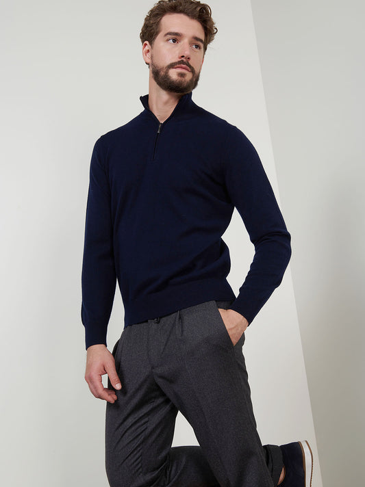 Lupetto collo zip in cashmere - Lupetto collo zip in cashmere alt - 002