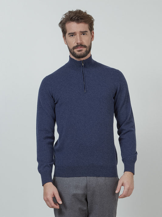 Lupetto collo zip in cashmere ombra mel 55k076_rcapi_a50a50