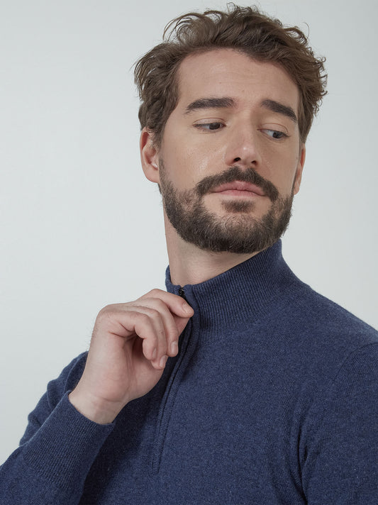 Lupetto collo zip in cashmere - Lupetto collo zip in cashmere alt - 002