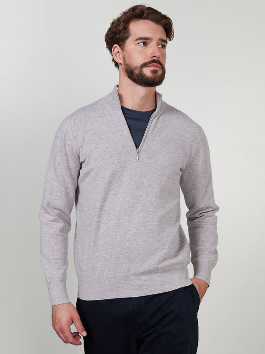 Lupetto collo zip in cashmere perla 55k076_rcapi_160083