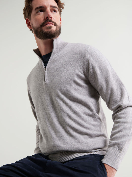 Lupetto collo zip in cashmere - Lupetto collo zip in cashmere alt - 002