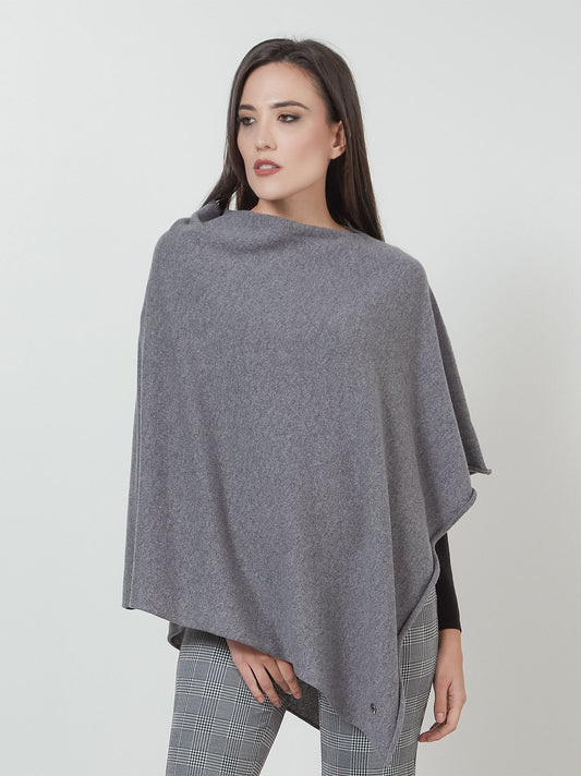 Maglia poncho leggero a punta con scollo barca acciaio mel 55k341_fw25-3_085acc