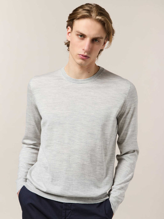 Maglia girocollo in lana seta e cashmere grigio argento 55kt02_woseca_456arg