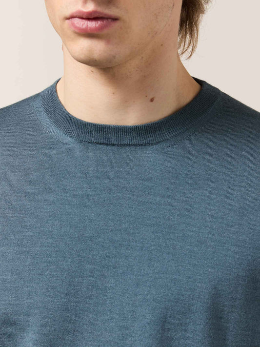 Maglia girocollo in lana seta e cashmere - Maglia girocollo in lana seta e cashmere alt - 002