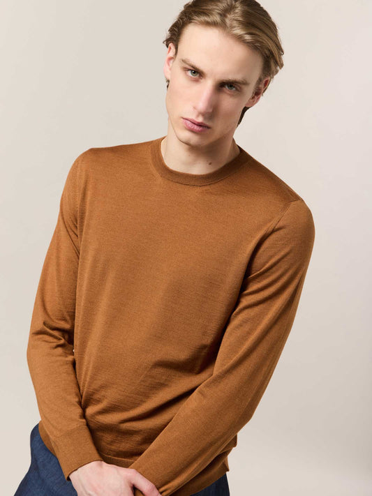 Maglia girocollo in lana seta e cashmere pelle 55kt02_woseca_101pel