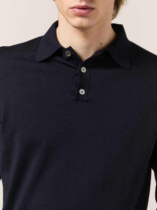 Maglia polo in lana, seta e cashmere - Maglia polo in lana, seta e cashmere alt - 002