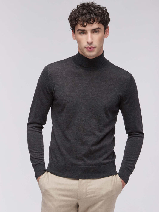 Maglia dolcevita in lana, seta e cashmere antracite 55kt07_fw248a_090090