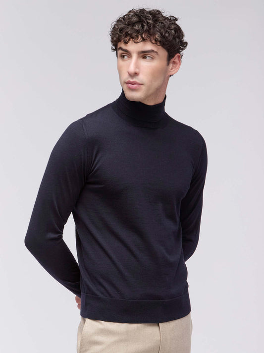 Maglia dolcevita in lana, seta e cashmere notte 55kt07_fw248a_064064
