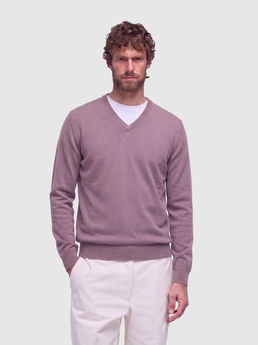 Maglia scollo a V in cashmere malva 55k071_rcapi_844844
