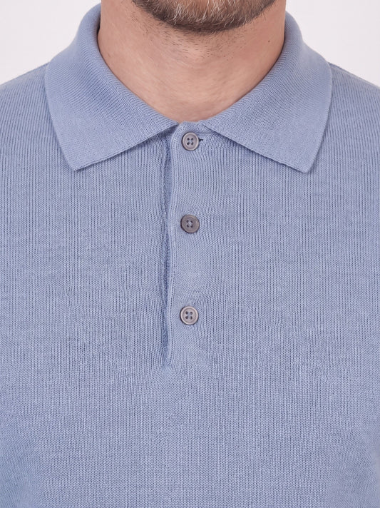 Maglia polo in cashmere con bottoni - Maglia polo in cashmere con bottoni alt - 002