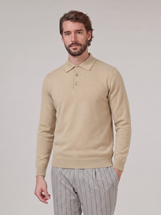 Maglia polo in cashmere con bottoni cera 55k073_rcapi_341cer