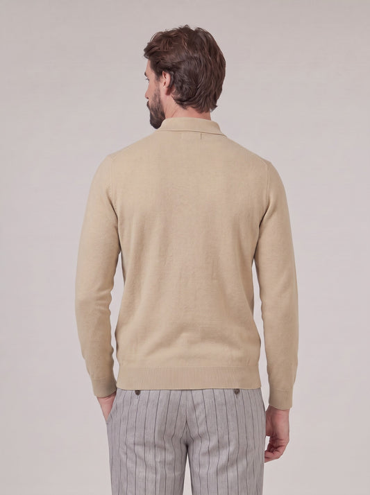 Maglia polo in cashmere con bottoni - Maglia polo in cashmere con bottoni alt - 002