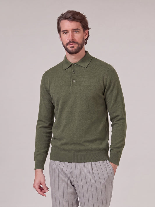 Maglia polo in cashmere con bottoni foresta 55k073_rcapi_979for