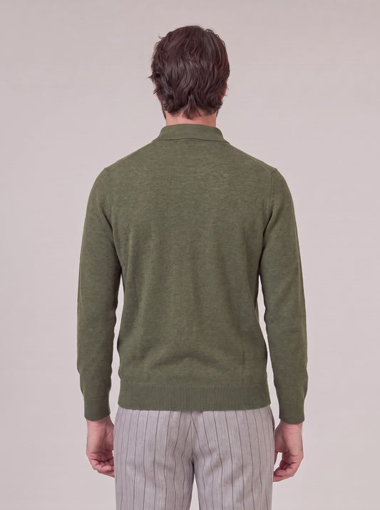 Maglia polo in cashmere con bottoni - Maglia polo in cashmere con bottoni alt - 002