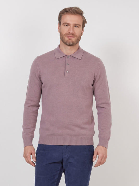 Maglia polo in cashmere con bottoni malva 55k073_rcapi_844844