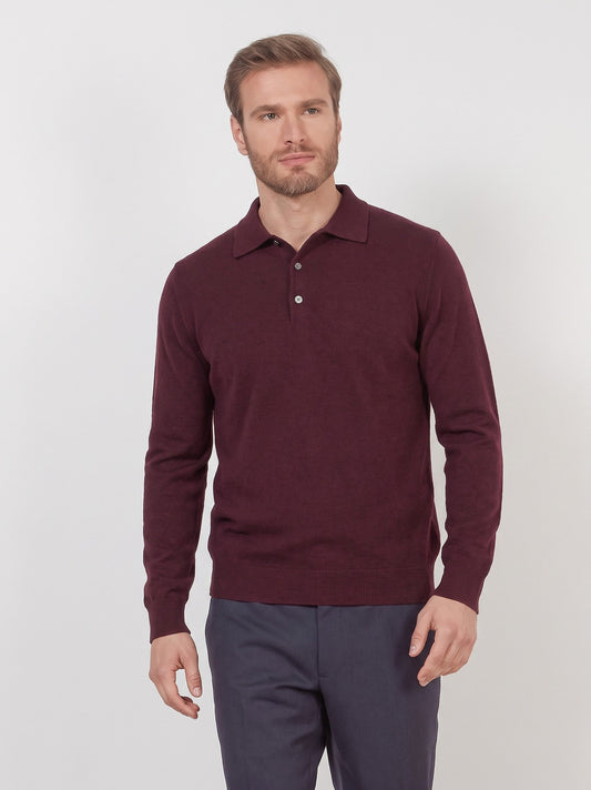 Maglia polo in cashmere con bottoni shiraz 55k073_rcapi_342shi