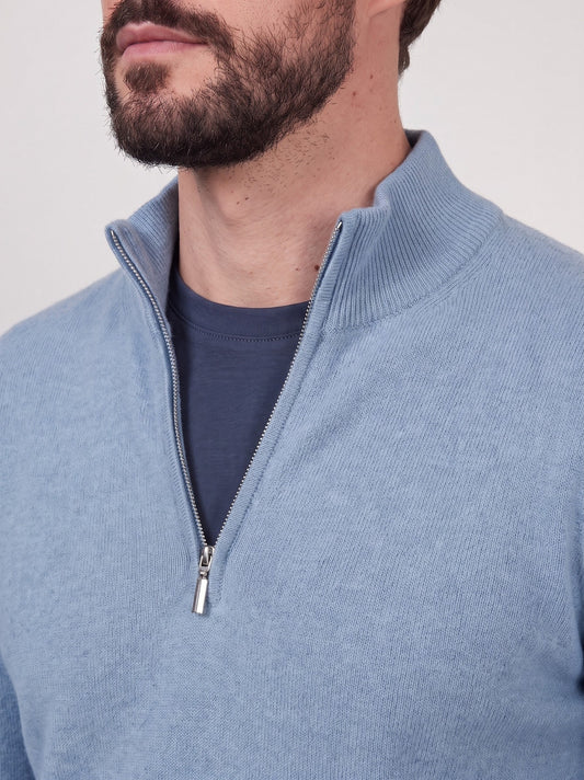 Men's half-zip cashmere sweater - Men's half-zip cashmere sweater alt - 002