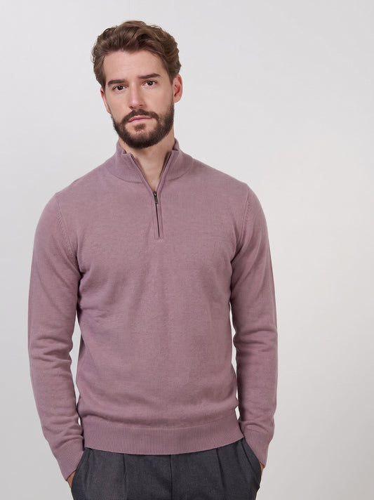 Men's half-zip cashmere sweater malva 55k076_rcapi_844844