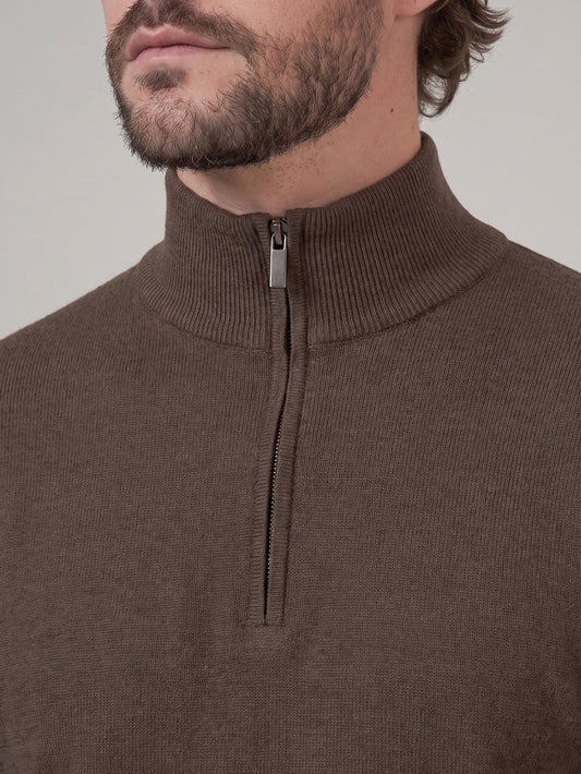 Men's half-zip cashmere sweater - Men's half-zip cashmere sweater alt - 002