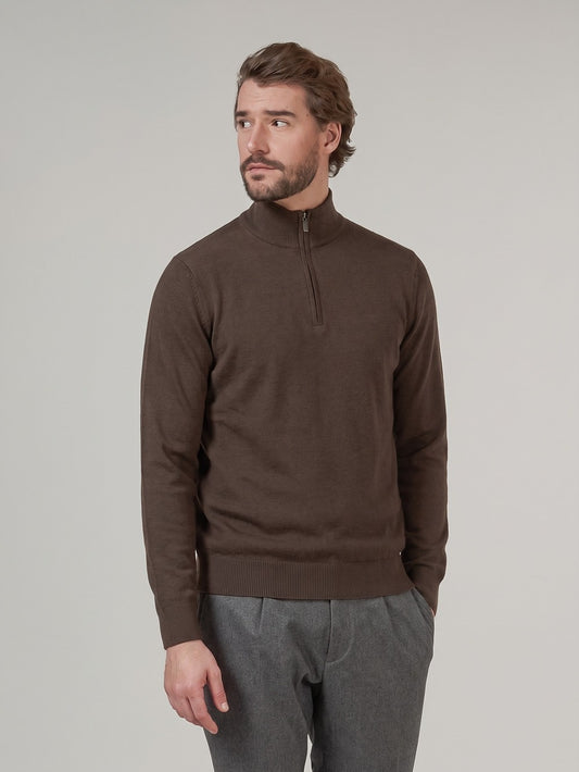 Men's half-zip cashmere sweater salviagrigia 55k076_rcapi_097sal