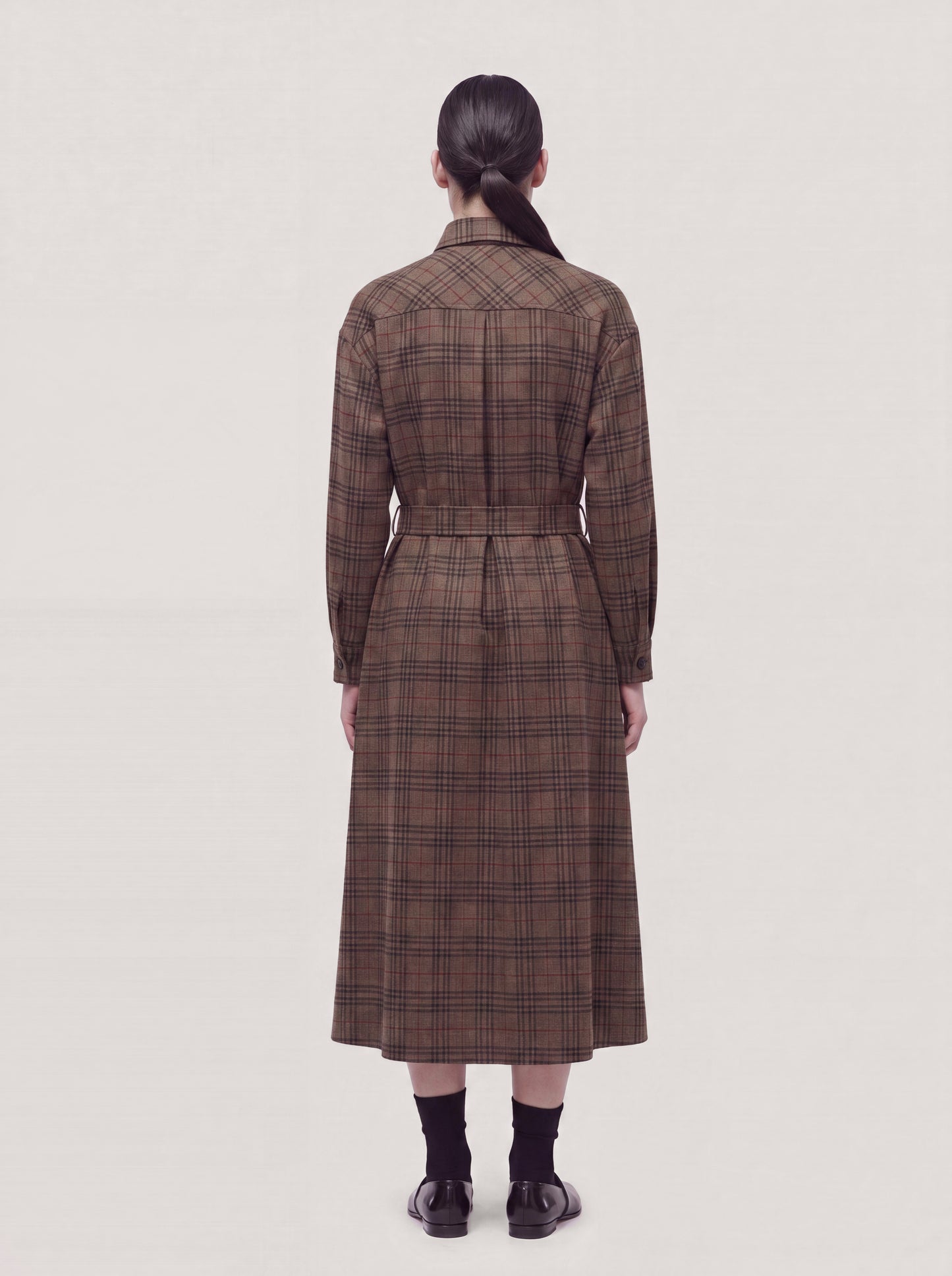 Shirt dress in Glen check flannel moss abi055_t22_f26-22_tmusch 74845377364294