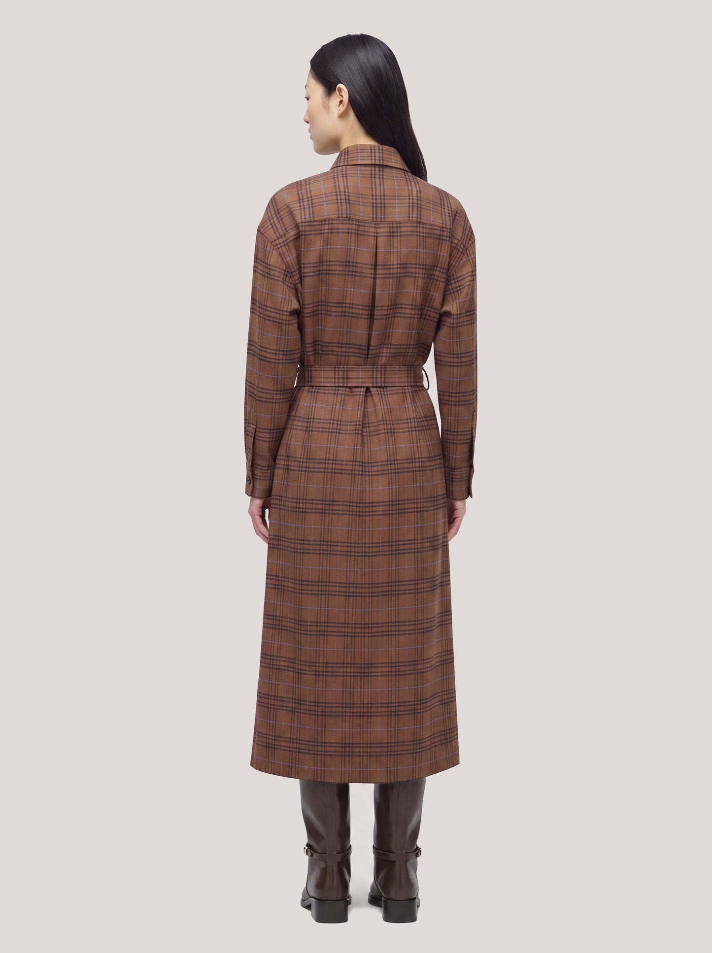 Shirt dress in Glen check flannel volcano abi055_t22_f26-22_tvulca 74847719063878