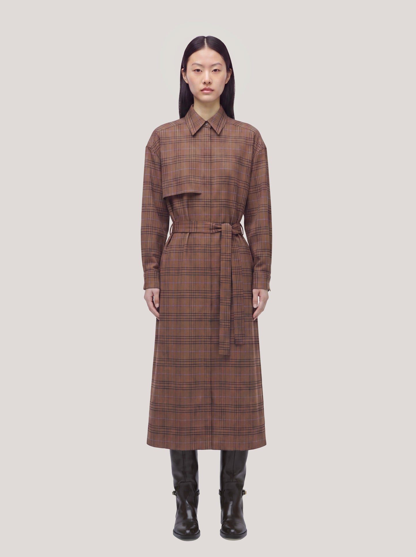 Shirt dress in Glen check flannel volcano abi055_t22_f26-22_tvulca 74847718998342