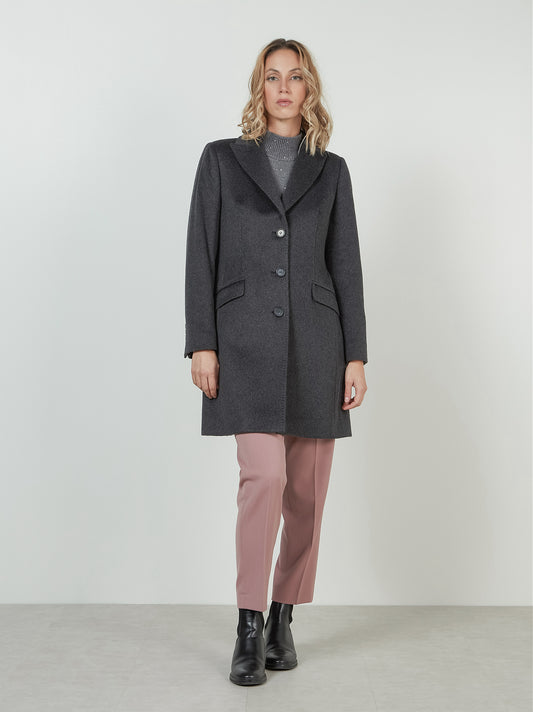 Cappotto in cashmere con collo reverse acciaio cp0001_rcapi_002302