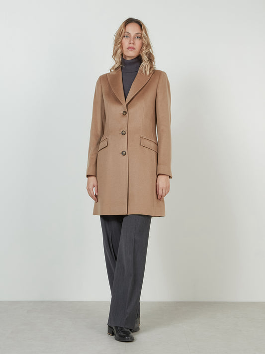 Cappotto in cashmere con collo reverse cammello cp0001_rcapi_561140
