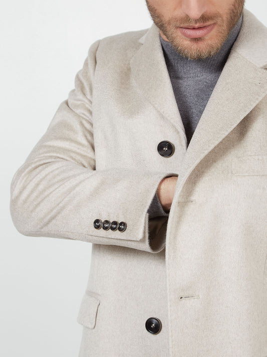 Cappotto uomo in puro cashmere con collo allacciabile - Cappotto uomo in puro cashmere con collo allacciabile alt - 002