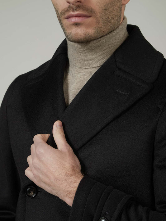 Double-breasted cashmere peacoat - Double-breasted cashmere peacoat alt - 002