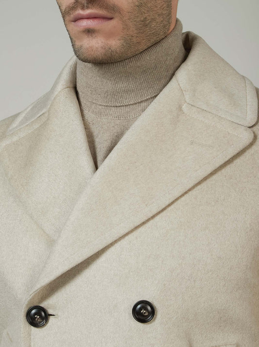 Double-breasted cashmere peacoat - Double-breasted cashmere peacoat alt - 002