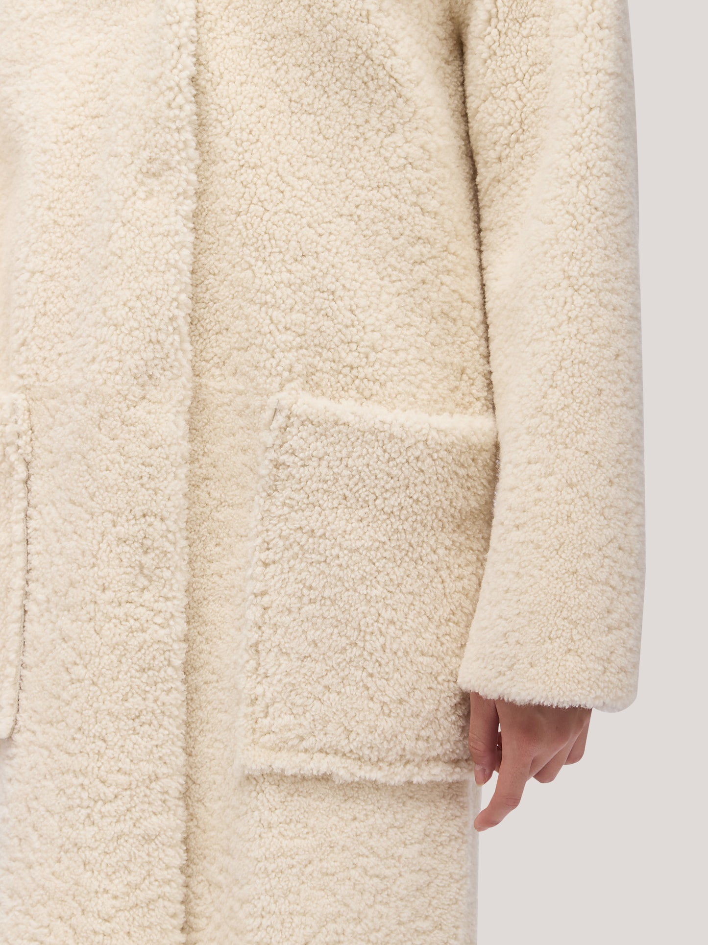 Women's sheepskin dressing gown coat with pockets and belt bianco cpa075_f2516a_bi0001 68145769021766