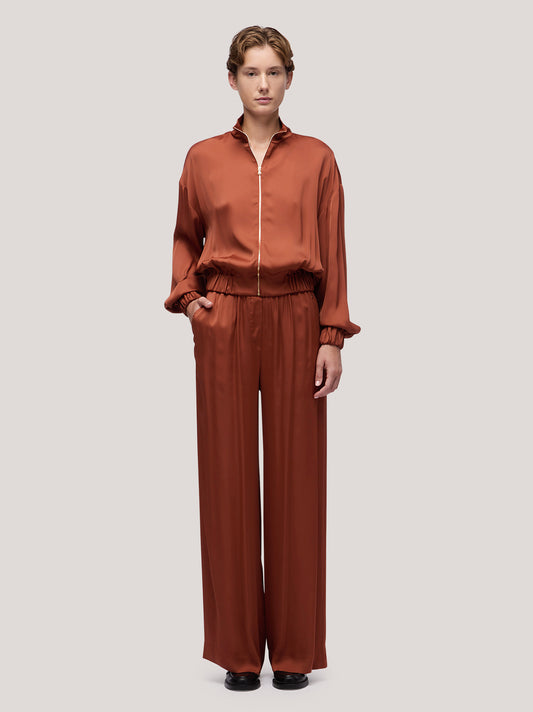 Bomber donna con collo alto in satin rame cpa088_f2514a_ra0001
