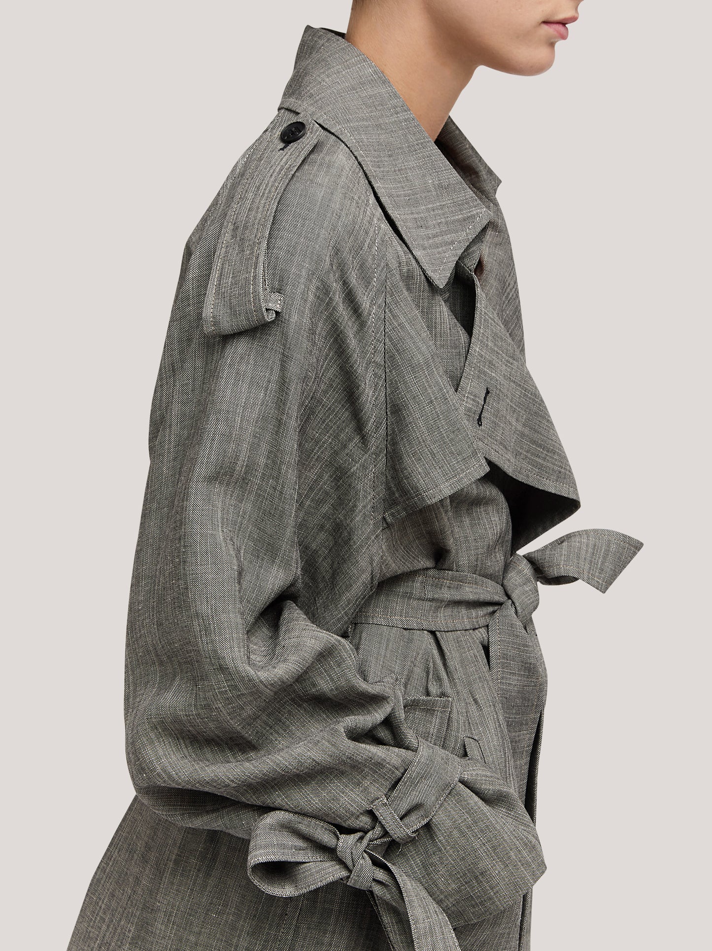 Trench lungo in fantasia lino melange cpa095_s2611d_tmelan 71592156758342