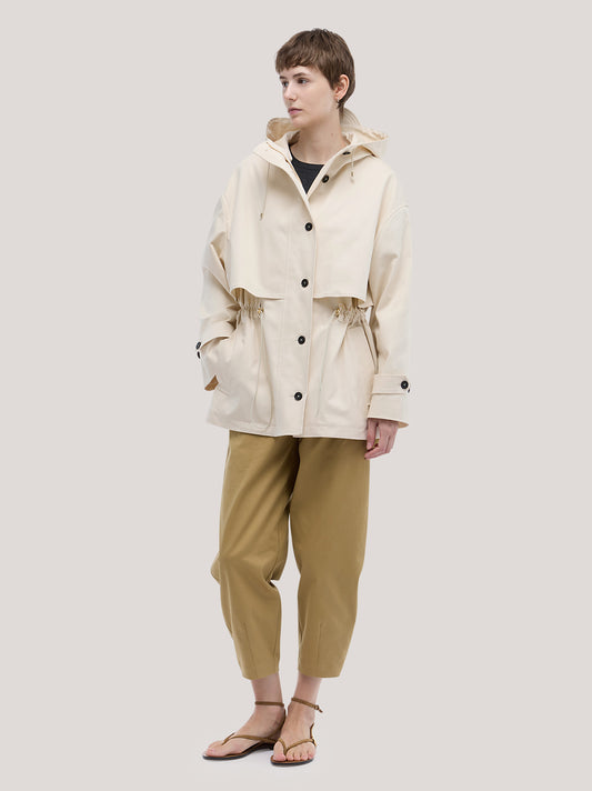 Giubbino con cappuccio in gabardine panna cpa104_s2612b_tpanna