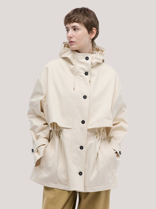 Giubbino con cappuccio in gabardine - Giubbino con cappuccio in gabardine alt - 002