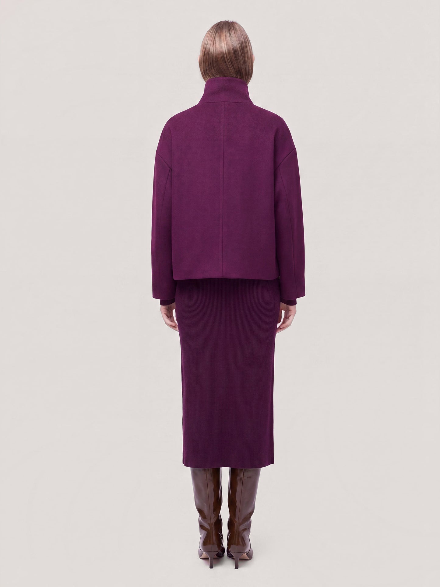 Cappottino volume ovetto in lana cashmere dark grape cpa115_t28 n_f26-28_tdargr 75934142071110