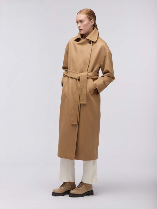 Cappotto in lana cashmere doppio petto con rever cammello cpt061_bn_f2520b_cam001