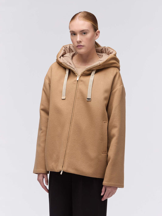 Bomber full zip con cappuccio cammello cpt064_n_f2520b_cam001