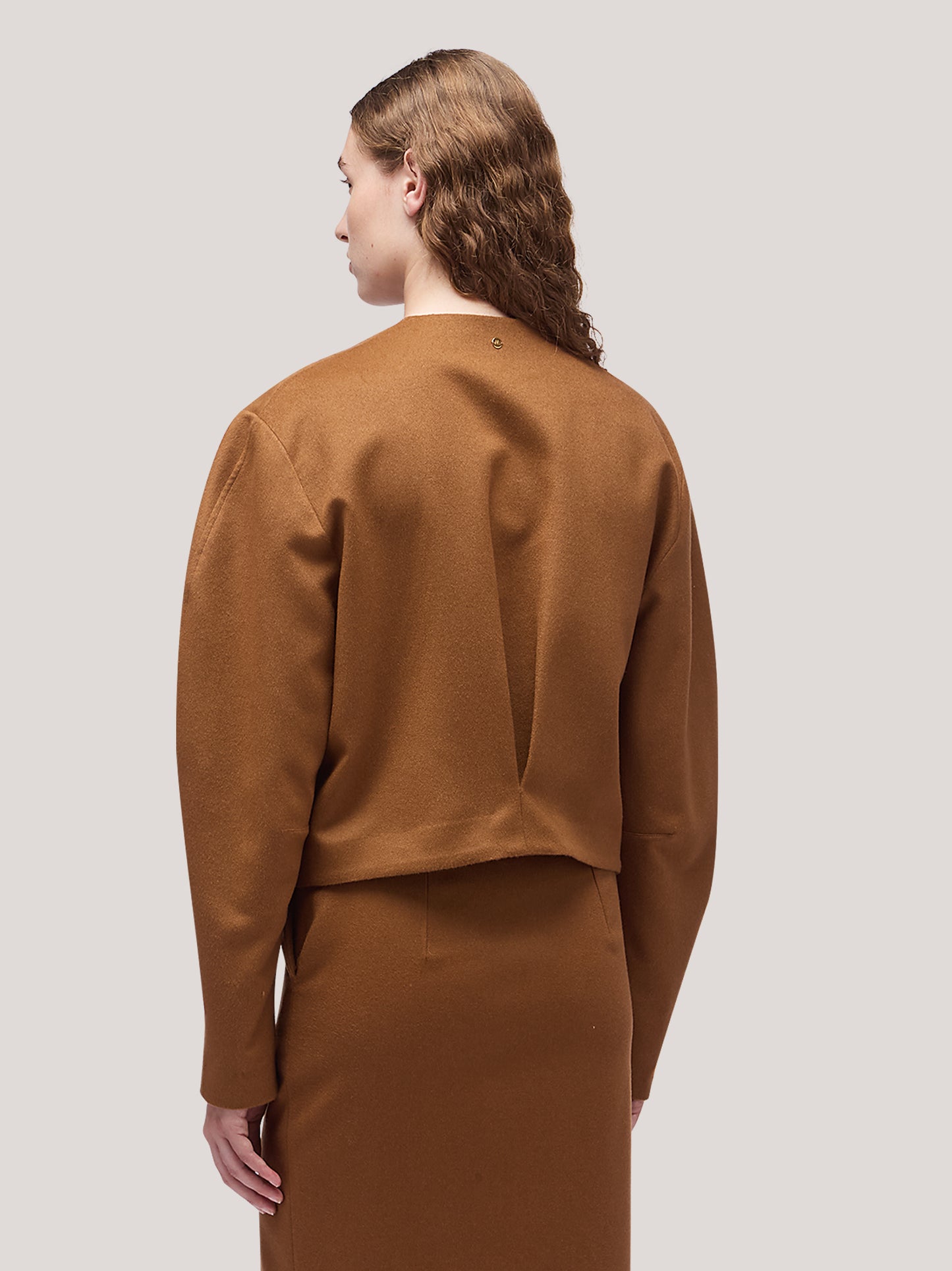 Giacca donna crop in flanella tabacco gam045_f2513a_ta0001 68145399693638