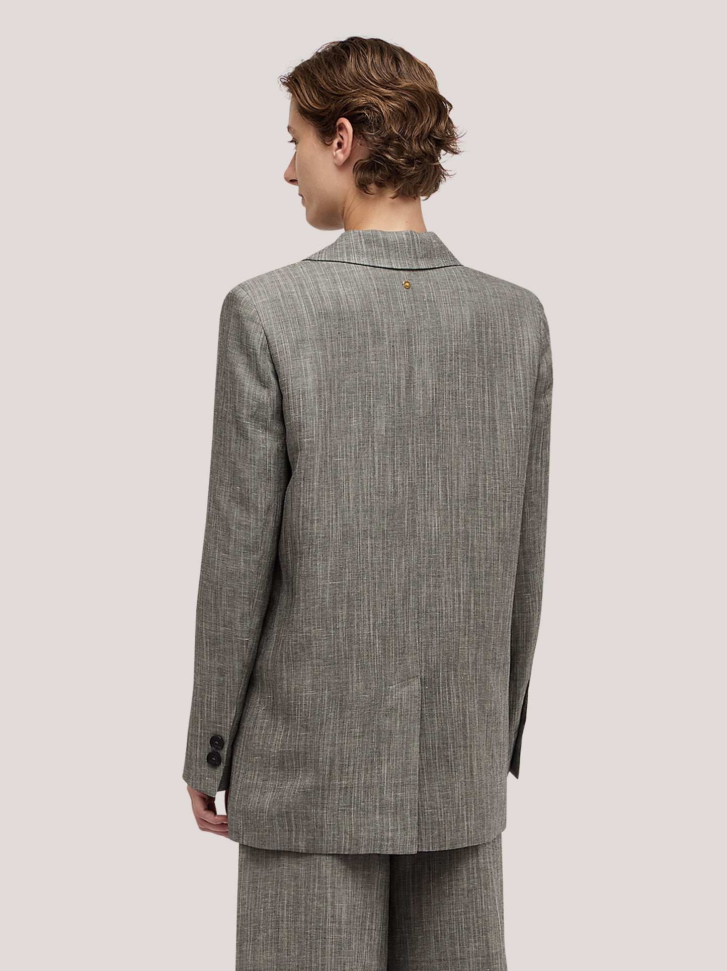 Giacca lunga doppio petto in fantasia lino melange gam050_s2611d_tmelan 71592216166726