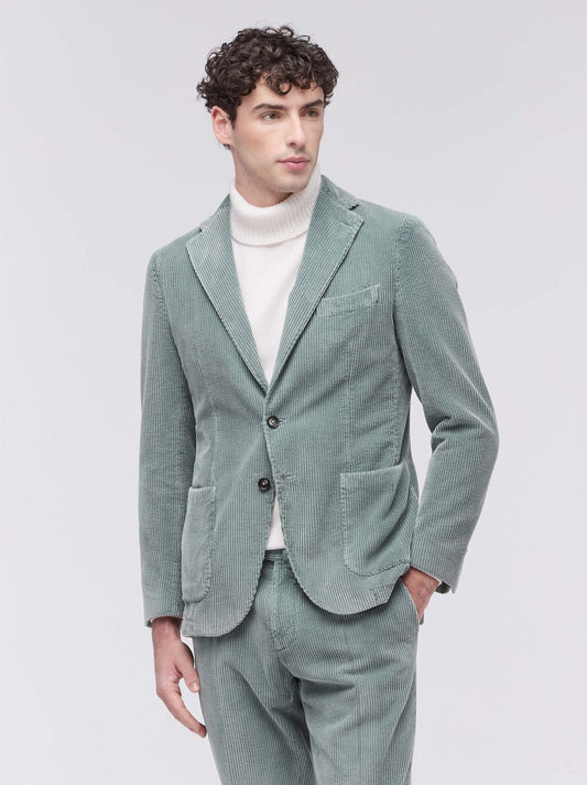 Giacca a due bottoni in cotone a coste petrolio gia432_col3_t00147