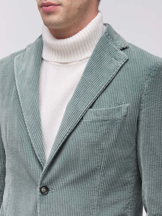 Giacca a due bottoni in cotone a coste - Giacca a due bottoni in cotone a coste alt - 002