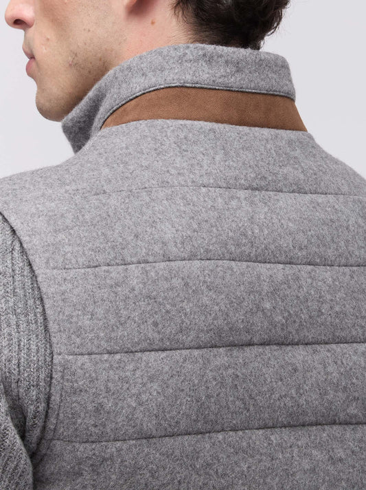 Gilet da uomo trapuntato in lana cashmere - Gilet da uomo trapuntato in lana cashmere alt - 002