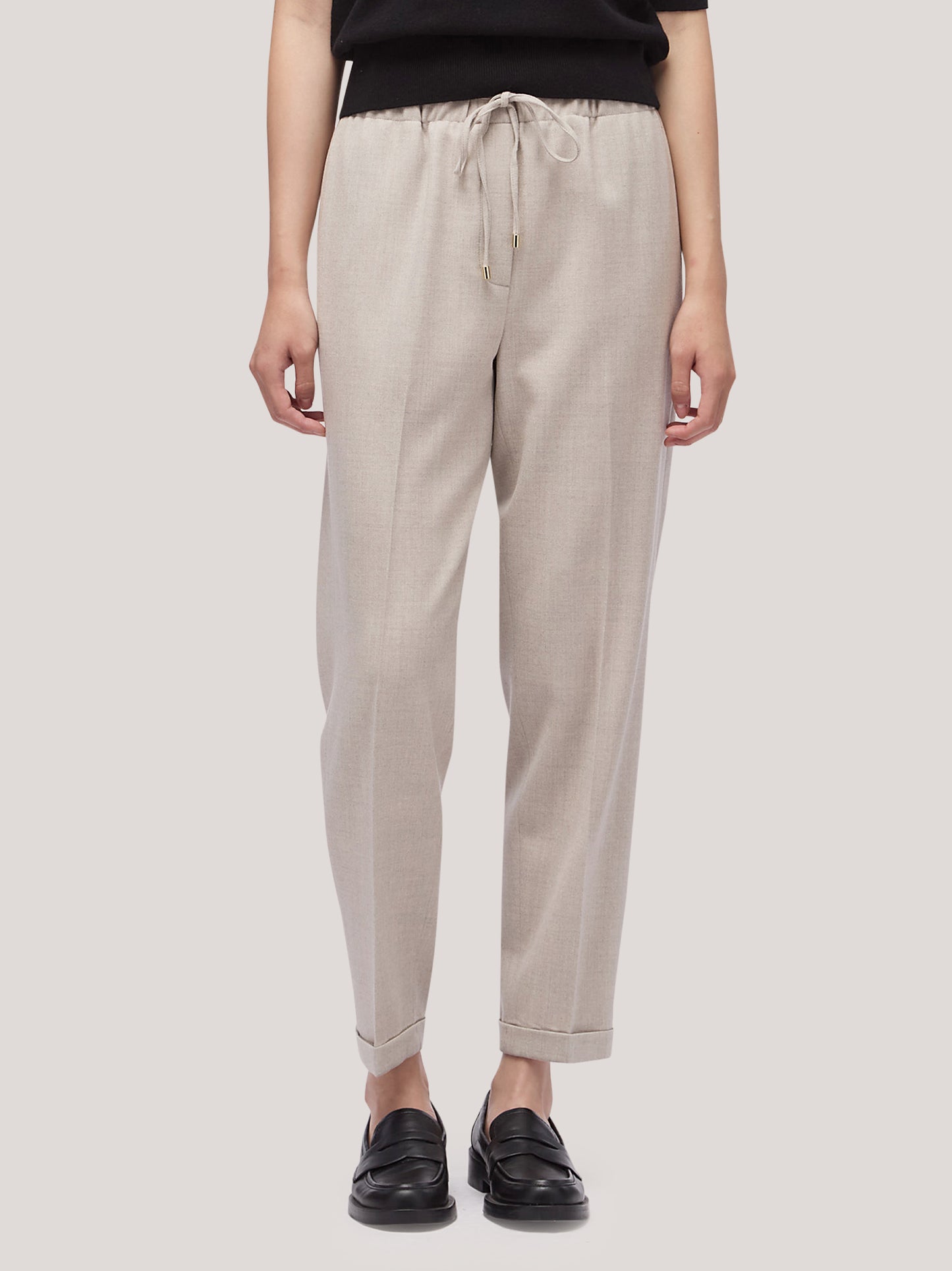 Pantalone donna in flanella con coulisse gesso pam001_25_f2519a_ges001 68144983343430