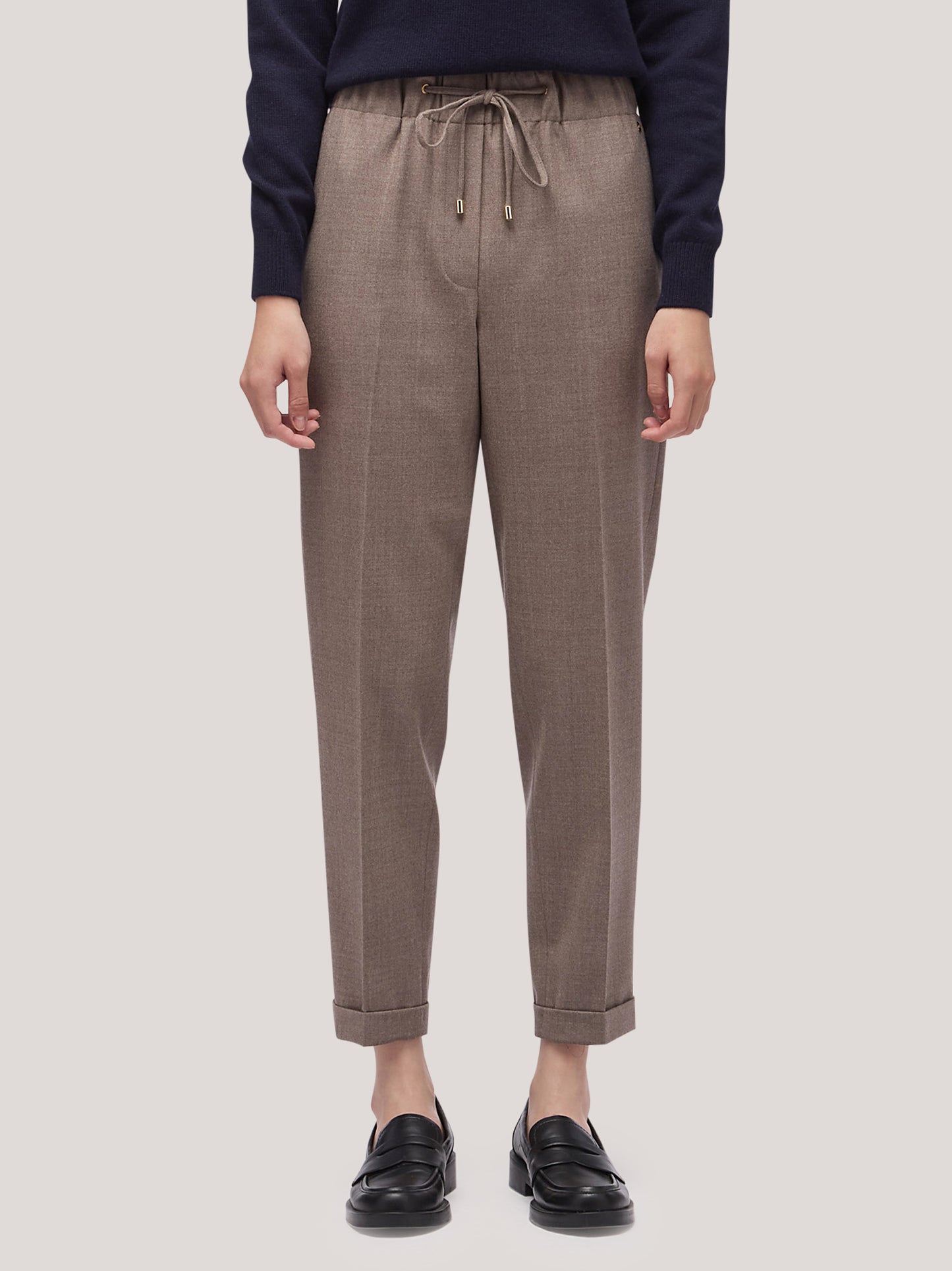 Women's flannel trousers with drawstring tortora pam001_25_f2519a_tor001 68144978002246